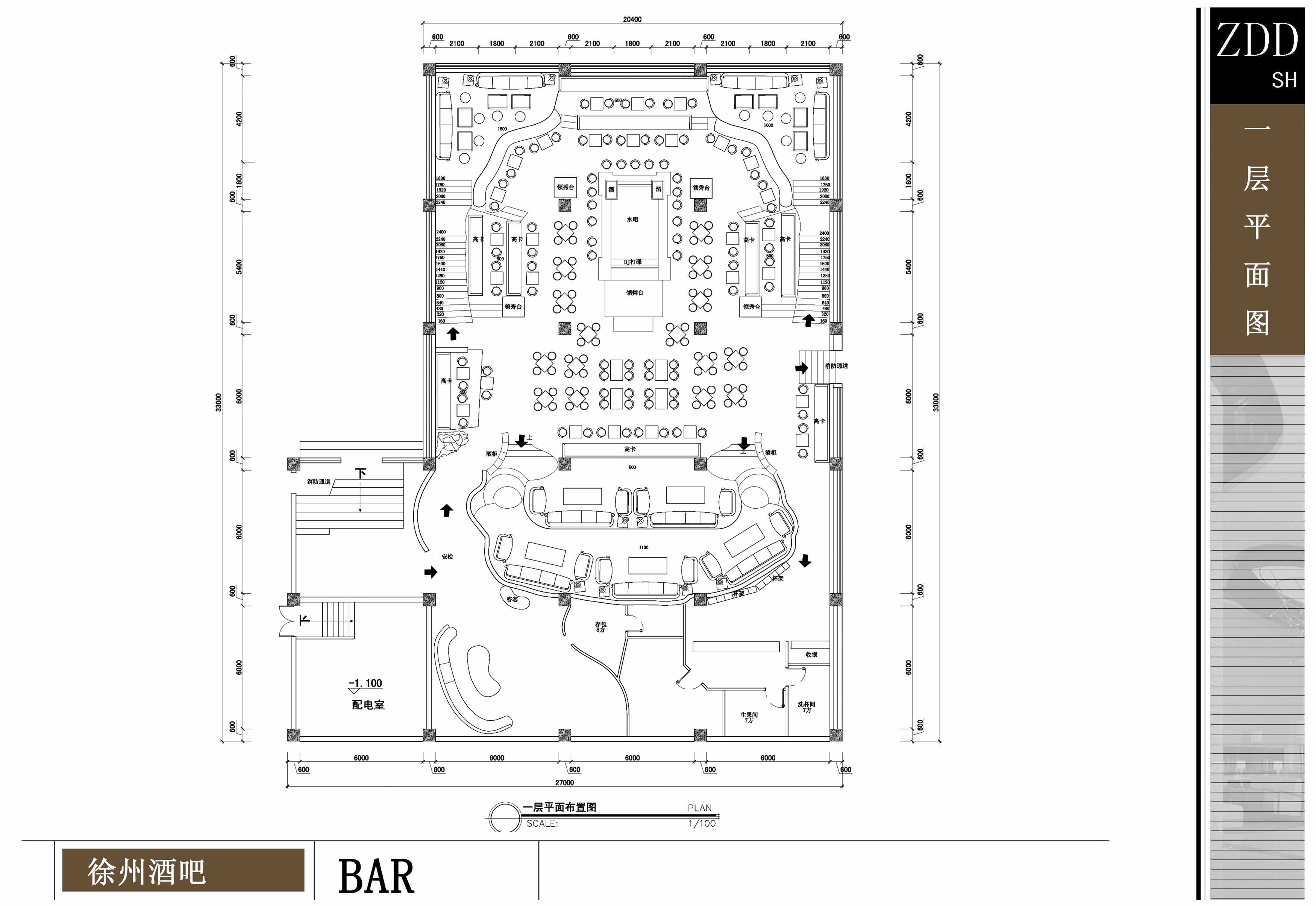 酒吧設(shè)計(jì)效果圖-一層平面圖