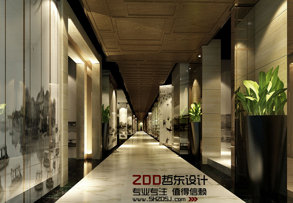 鄭州新浙商商務(wù)精品酒店餐廳走廊設(shè)計(jì)效果圖