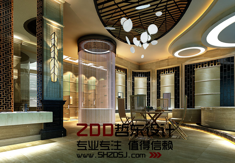 四川綿陽(yáng)梓江商務(wù)酒店浴池大廳設(shè)計(jì)方案效果圖