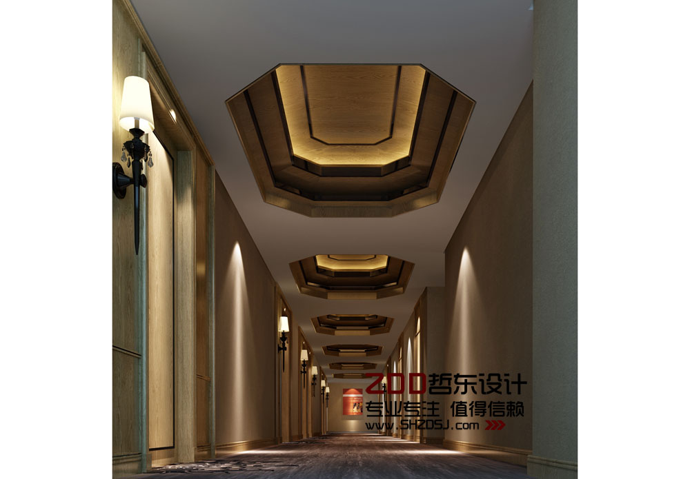 東方豪庭精品酒店客房層走廊設(shè)計方案效果圖