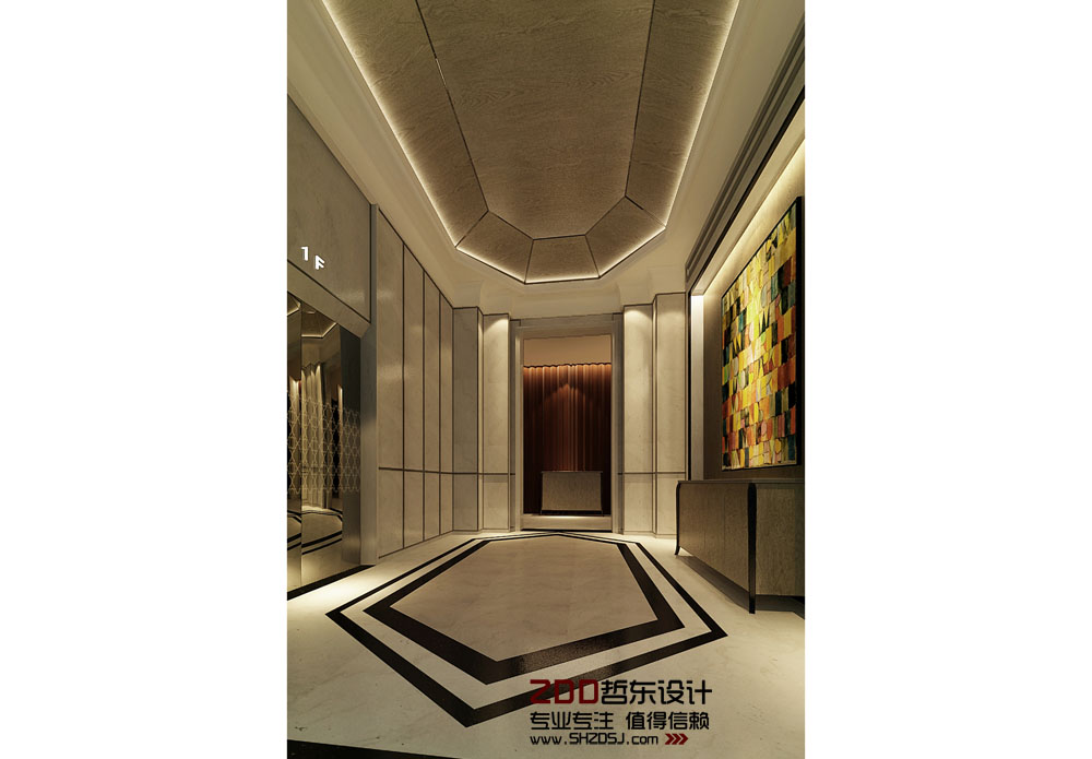 東方豪庭精品酒店電梯廳設(shè)計方案效果圖
