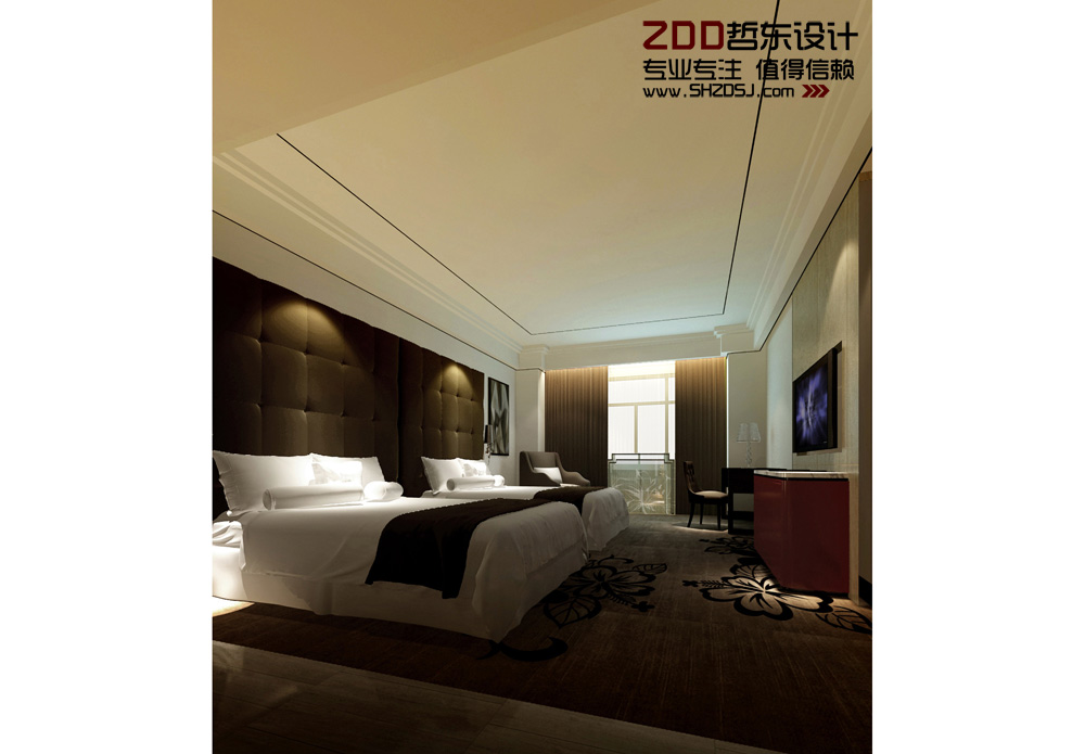 東方豪庭精品酒店標(biāo)準(zhǔn)間設(shè)計方案效果圖
