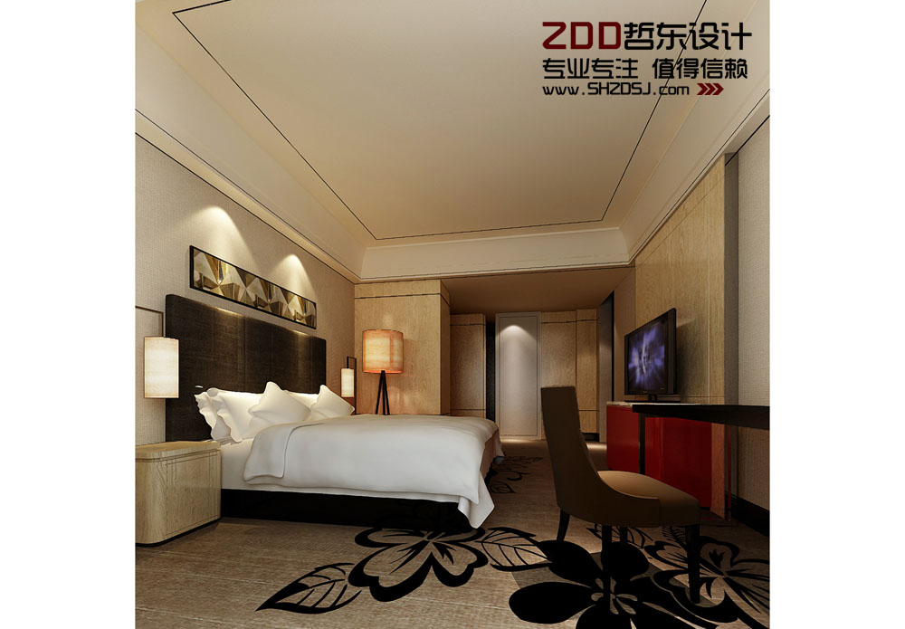 東方豪庭精品酒店大床房設(shè)計方案效果圖