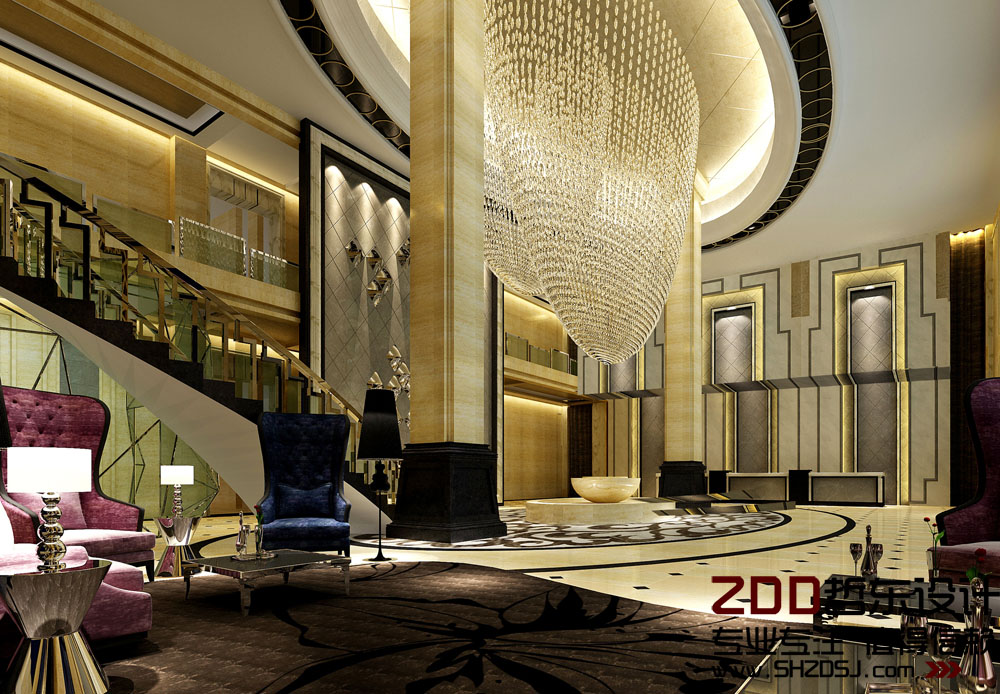 周口萬里國際五星級酒店大堂休息區(qū)設計方案效果圖